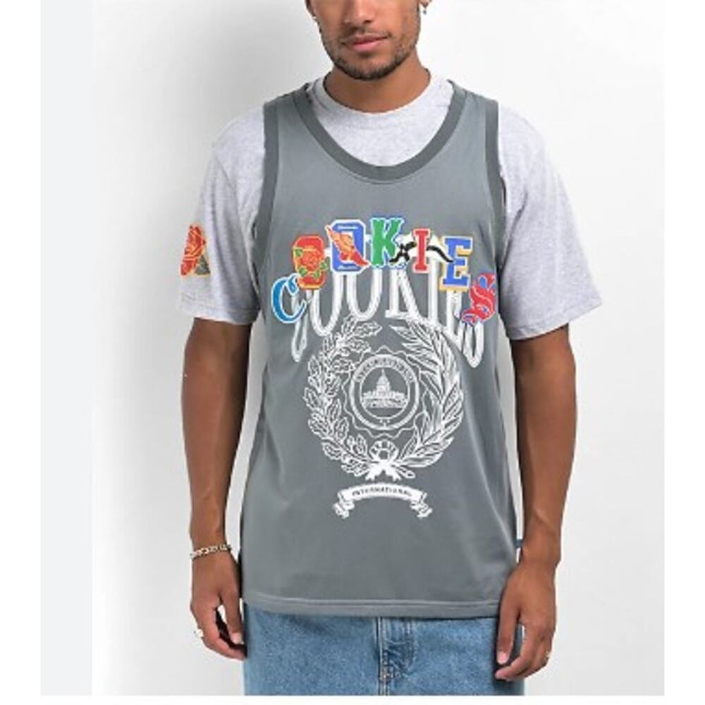 Cookies SF Layered Short Sleeve Shirt Top Size XL Gray Berner